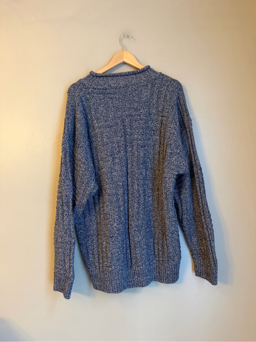 Eddie Bauer Vtg 90s Blue Mock Neck Sweater Large Textured Minimalist Tech Preppy - Picture 5 of 6